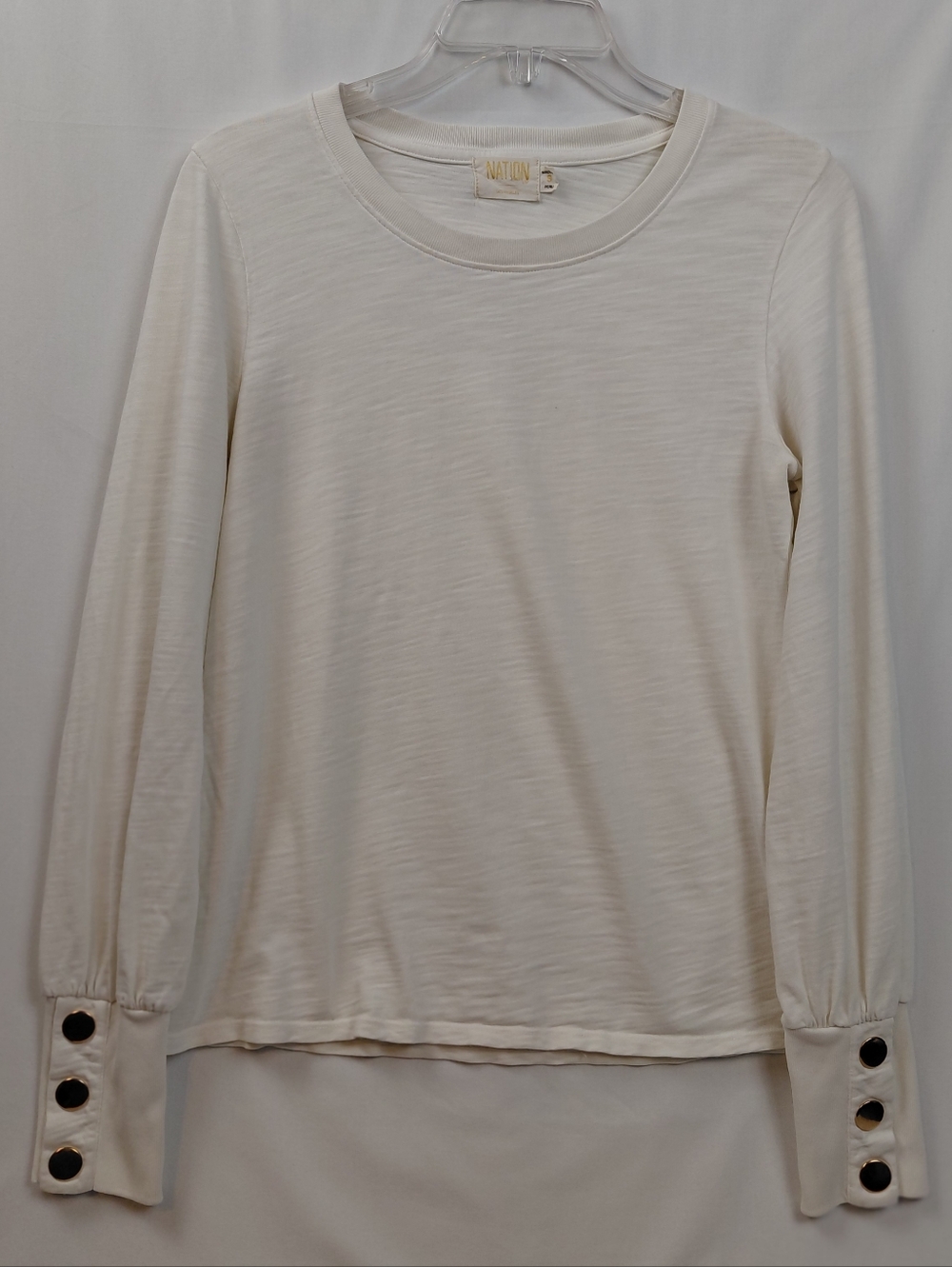Nation Ltd Cotton Long Sleeve Top Gold Button Cuff Detail Women's Size Small